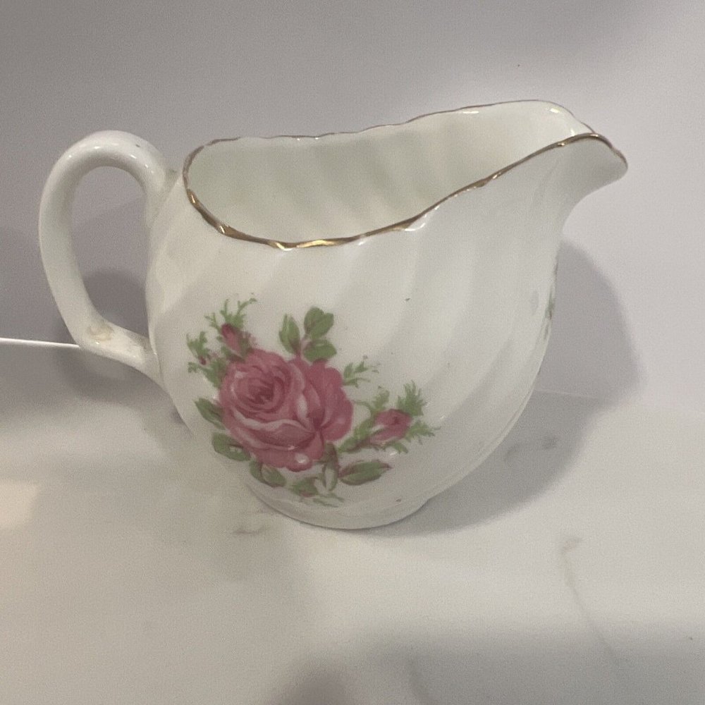 VINTAGE ADDERLEY PINK ROSE BONE CHINA ENGLAND CREAMER